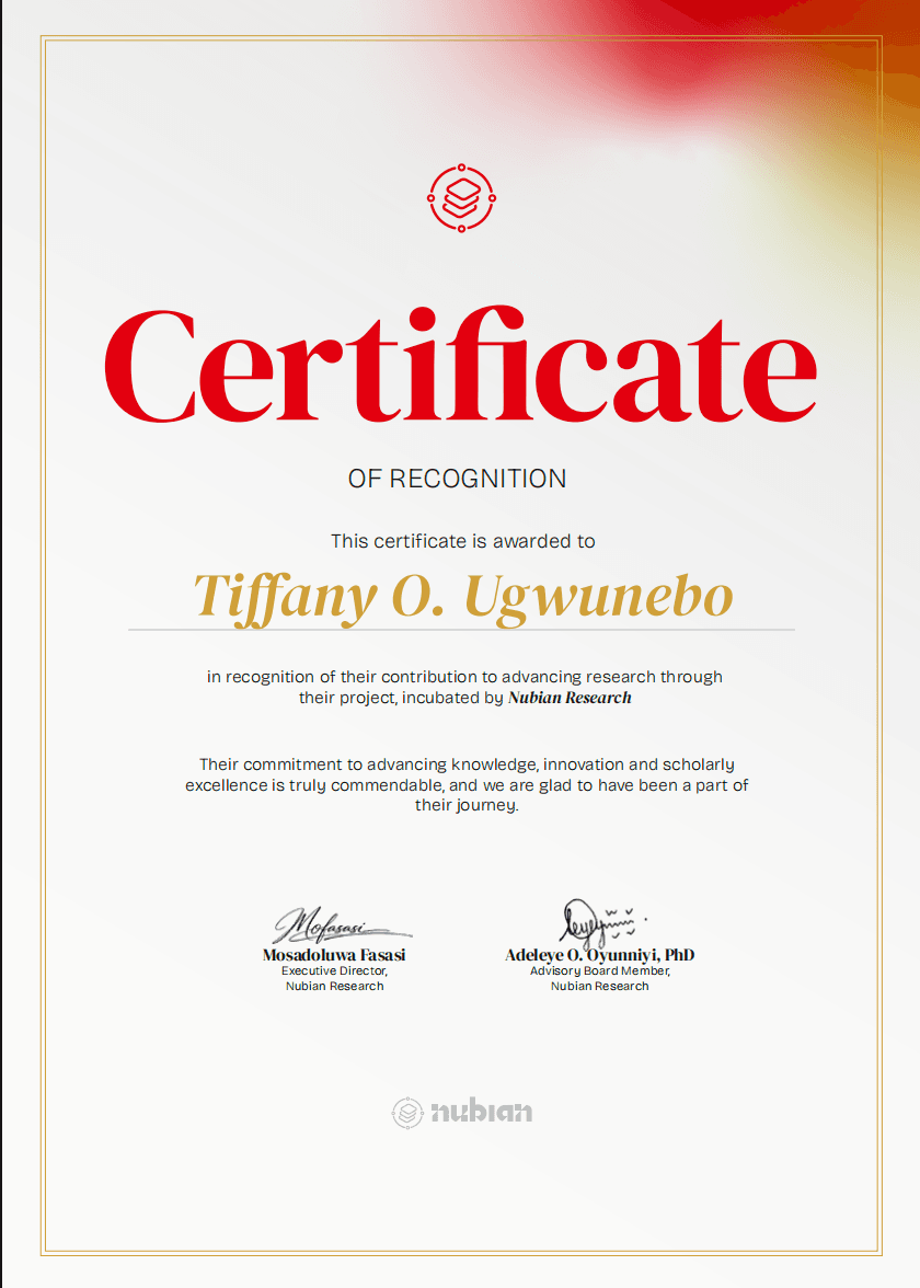 Certificate of Recognition for Advancing Research